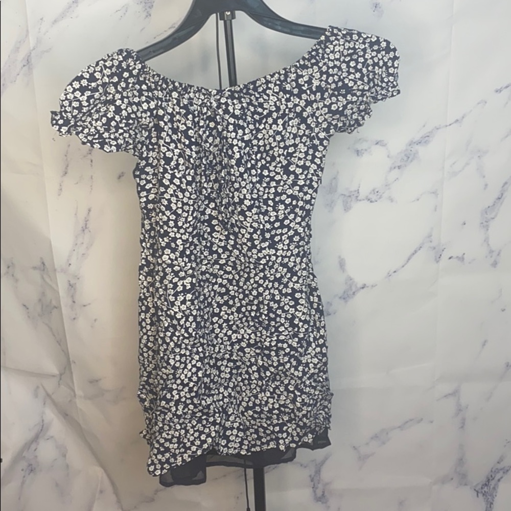 Short blue flower dress